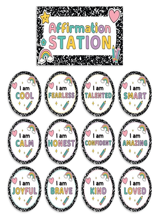 مجموعات لوحات إعلانات دفاتر التكوين، ركن عبارات التأكيد الإيجابية لتزيين الصف، ديكورات لوحات إعلانات بوهيمية، لوازم العودة إلى المدرسة، لوازم المعلمين، عروض للمعلمين - Image 1